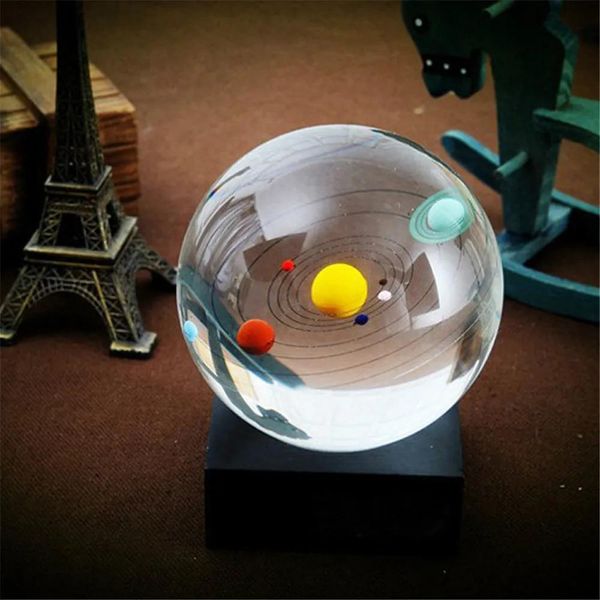 Crafts Crystal Glass Decor Système solaire huit objets Ball Creative Quartz Crystals Sphère Terrarium Desk Ornements Nautical Home Decor