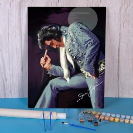 Manualidades Elvis Presley DIY Kit de pintura por números pinturas al óleo 50*70 cuadros de lienzo decoración de pared para niños para dibujar pared hecho a mano