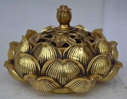 Artisanat exquis Bouddhiste Lotus Brasseur en laiton sculpté