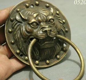 Artisanat folk chinois cuivre en cuivre récupérer le lion masque masque statue porte cursher paire en gros 2pcs décoration cuivre cuivre en laiton