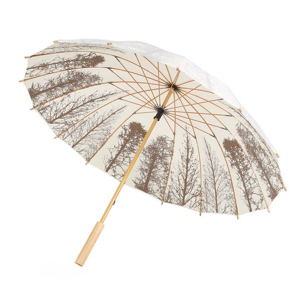 Artisanat cadeaux poignée en bois Double parapluie pluvieux 16K longue poignée coupe-vent droit grand manuel parasol parapluie H23-105