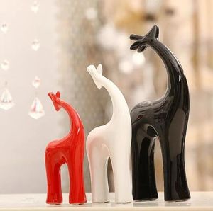 Ambachten Giraffe Standbeeld Simulatie Familie Herten Dier Keramiek ArtCraft Woonaccessoires Koppels Cadeau