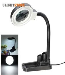 Manualidades Lente de vidrio LED Lámpara de lupa de escritorio Luz 5X 10X Lupa de escritorio Herramientas de reparación con 40 LED Stand4792408