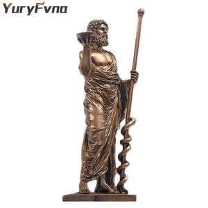 Crafts Grieks Medical God Sculpture Asclepius Medicine Bronze Statue for Home Desktop Decoration