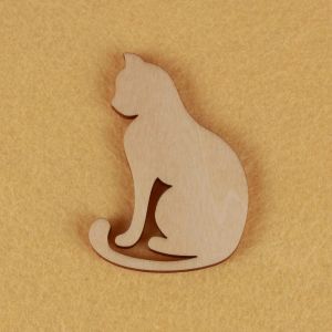 Ambachten Huisdier kat kunst modellering, mascotte lasergesneden, kerstversiering, silhouet, blanco ongeverfd, 25 stuks, houten vorm (0410)