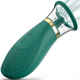 Cralitol zuigende vibrator seksspeeltjes, 3 zuigende 9 likmodi tepels Clit Sucker voor snel orgasme, tongvibrators volwassen speelgoed voor vrouwen koppels-groen