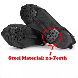 Crampons 1 Pair M L 24 Teeth Anti Slip Ice Grips Gripper Shoes Boot Hiking Climbing Shoe Spikes Chain Cover 230420