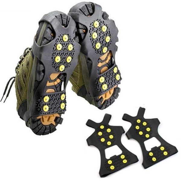 Crampones 1 par 10 tachuelas antideslizante nieve hielo pinza escalada zapato picos puños tacos chanclos zapatos con puntas Crampon S M L 230420