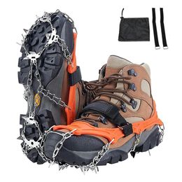 Chaussures à Crampons 19 pointes chaussures à pinces à neige glacée Camping protection d'escalade antidérapante pour la marche jogging randonnée sur neige et glace 240102