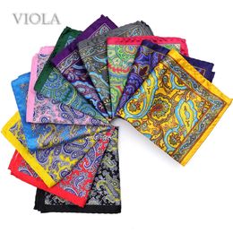 Cravate 56 couleurs Vintage imprimé Floral Paisley 24 cm poche carrée Polyester mouchoir mariage costume quotidien cravate Hankie hommes cadeau accessoire 231012