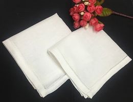Conjunto Cravat de 12 lenços masculinos de linho branco com bainha quadrada de bolso de 12 