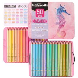 Crayon 50 pièces ensemble de Crayons de couleur Macaron Crayons de dessin Pastel doux couleur pour l'école croquis coloriage fournitures d'art 231219