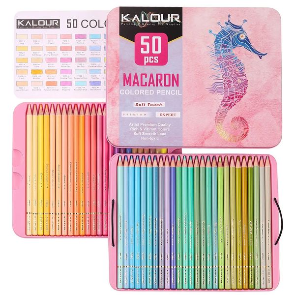 Ensemble de Crayons de couleur Macaron, 50 pièces, Crayons de couleur Pastel doux pour dessin, pour croquis scolaires, fournitures d'art à colorier, 231010