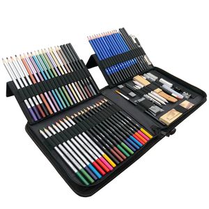 Crayon 83pcs set colored crayon sketch professionnel art peinture de papeterie de papeterie de papeterie dessin au charbon de bois 231010