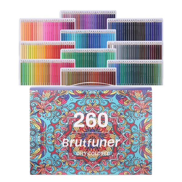 Crayon Brutfuner 260 colores Lápiz de color de aceite profesional Kit de lápices de dibujo de madera blanda para pintar útiles escolares de arte 231010