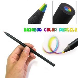 Crayon de couleur Art peinture Kawaii Crayons papeterie concentrique dessin Crayon arc-en-ciel ensemble Pastel 12 couleurs y231219
