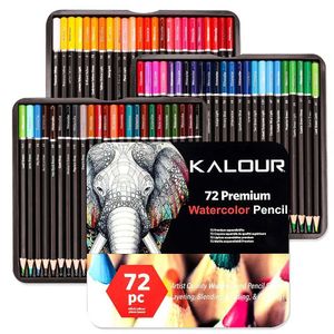 Crayons crayons 72pcs coloriage de crayons de couleur avancé aquarelle de crayon school sketing coloring fournit des fournitures d'art en fer coffre de crayons wx5.23