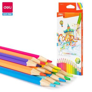 Crayons crayons deli 12 couleurs de haute qualité crayon coloré de haute qualité outils de dessin étudiant durable et de dessin de papeterie crayon de couleur utilisée pour les fournitures d'art wx5.23
