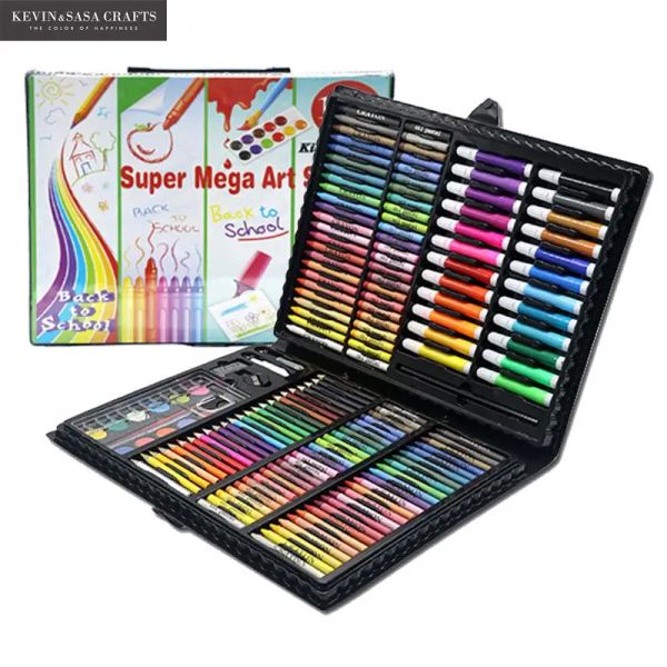 Crayones 168in1 Color Crayons acuarela Set para niños Juego de arte para niños Caja de suministros escolares de niños Caja de lápices Estacionario
