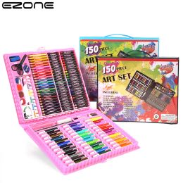 Crayones ezone 150pcs/set niños set de crayón lápiz acuarela lápiz lápiz estudiante pintura arte de papelería Regalos de cumpleaños para niños