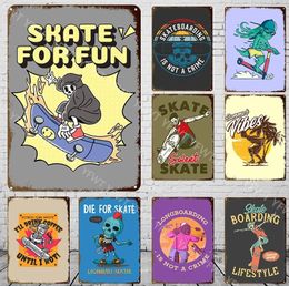 Crazy Cool Skateboarding Slogan Affiche en métal Vintage Tin Sign Board Rétro Fer Peinture Murale Sports Training Ground Home Decor 30X20cm W03