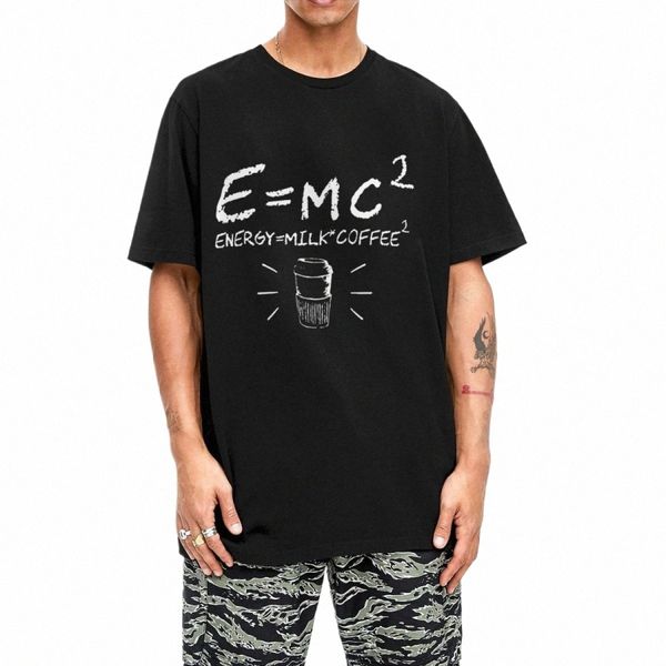 fou E = mc2 Energy Milk Coffee T-Shirt pour hommes col rond Cott T-shirts drôle physique T-shirts à manches courtes grande taille vêtements 29CO #