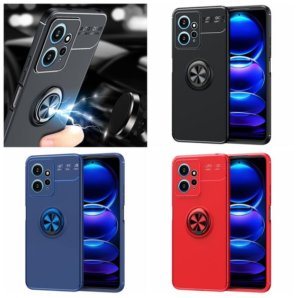 360 Métal Doigt Anneau Support Support De Voiture Cas Pour One Plus 11 ACE2 11R Xiaomi 13 Ultra 12C K60 K60E Redmi Note 12 4G TURBO A1 Plus Doux TPU Gel Téléphone Couverture Arrière Peau