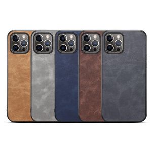 Crazy Horse Pattern Phone Cases voor iPhone 12 11 Pro MAX XR XS 7 8 Plus PU Mode Modellen Terug Case