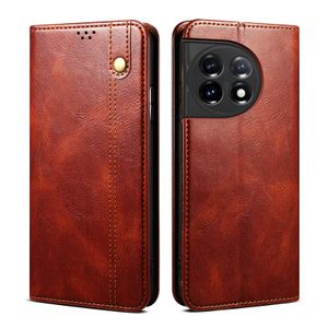 Crazy Horse Phone Cases voor OnePlus 12 12R 11 11R ACE 3V 3 10 10R NORD CE4 3 N200 N100 N20 Wallet Leather Cover Case Fundas Capa