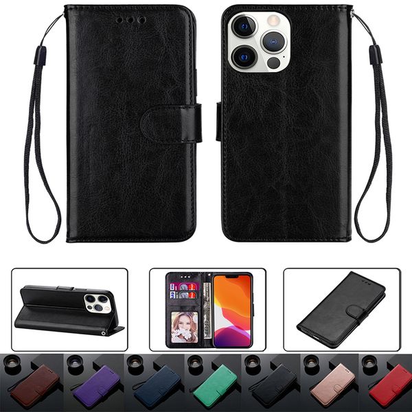 Funda de cuero tipo billetera Crazy Horse para iphone 13 pro max 12 mini 11 XR XS MAX 6S 7G 8PLUS, funda Vintage para tarjetas de crédito