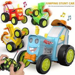 Crazy Jumping Remote Control Car Toys Swing Swing Swing Dancing with LED Light Music Rocking Tumbling Rechargeable 240426