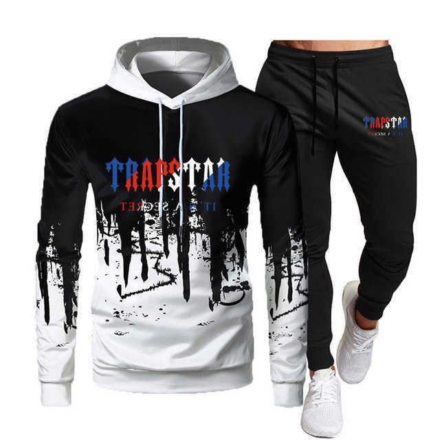 Eşofman Trapstar Marka Erkek Ceketleri Baskılı Spor Giyim Erkek tişörtleri 16 Renk Sıcak İki Adet Set Gevşek Hoodie Sweatshirt Pantolon Jogging 220615