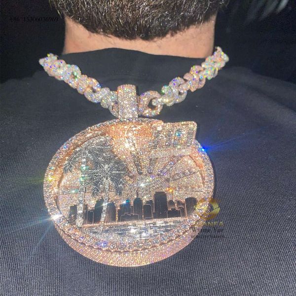 Crazy Rapper Bussdown 3D Baguette Palmier Spécial Glacé Moissanite Pendentif Personnalisé