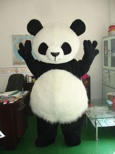 Costumes de mascotte d'animaux ours Panda à cheveux longs, taille adulte, personnage de dessin animé fait à la main, cadeau, vente folle