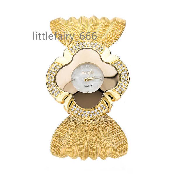 Vente folle de luxe Sexy fantaisie brillant diamant or ruban papillon maille ceinture dames femmes montre à Quartz montre-bracelet