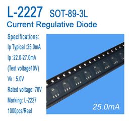 Diodo regulador de corriente CRD L-2227 SOT-89-3L Aplicación a lámpara fluorescente LED Bombilla LED Productos de pequeña potencia LED287N