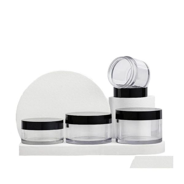 Pot de crème Bouteille en plastique transparente pour animaux de compagnie Cosmétique 50G 80G 100G Pots de baume à lèvres à paroi épaisse avec couvercle noir Joint en PP Drop Delivery Office Scho Ottgc