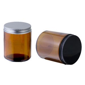 Cream Jar Design 120 ml 250 ml Lege cilinder Amber Glass Jar Candle Can met aluminium deksel