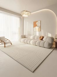 Crème minimalistisch gestreept tapijt beige groot oppervlak woonkamertapijten comfortabel zacht slaapkamerkleed extra balkontapijten tapis 240122