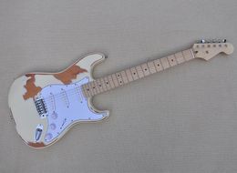 Guitare électrique Cream Relic 6 cordes avec micros SSS, manche en érable, peut être personnalisée