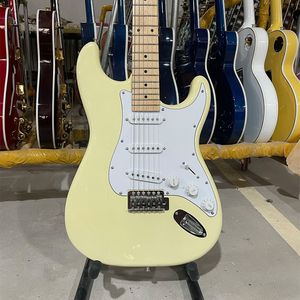 Guitare électrique strat jaune crème, touche en érable, matériel chromé, guitare chinoise