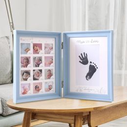 Cree recuerdos duraderos con los creadores de huellas de manos de bebés para bebés nacidos Marco de Po plegable con almohadilla de tinta para impresión 240326