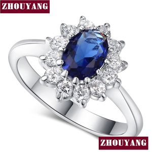 Gemaakt van Blue Crystal Sier Color Rings Wedding Finger Ring voor Drop Delivery Dhgarden Otw2O