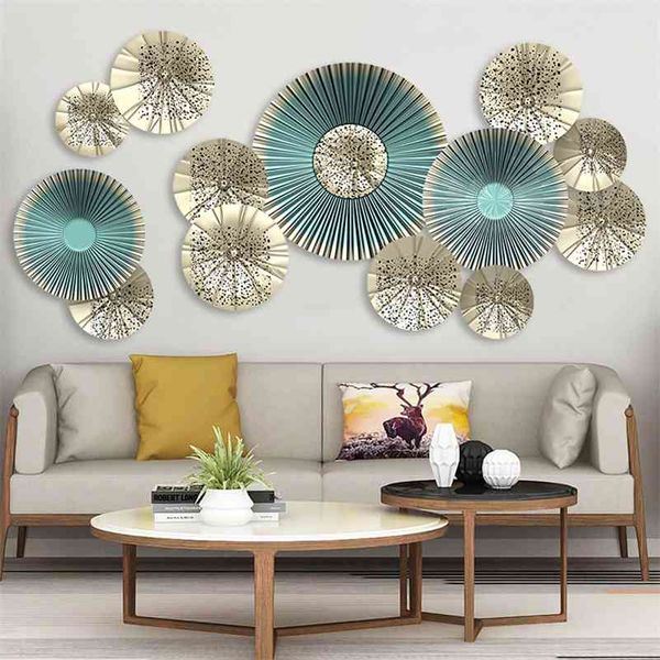 Creative 115 * 58cm 3D Fan Wall art Stickers Style Européen Salon Home Decor Vinyle Chambre Décoration Affiches Papier Peint 210705