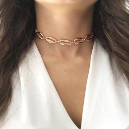 Creatieve 14K Gouden Shell Choker Ketting Voor Vrouwen Mode Vrouwelijke Hangers Kettingen Sieraden Dames Charmante Zeeschelp Kettingen Geschenken