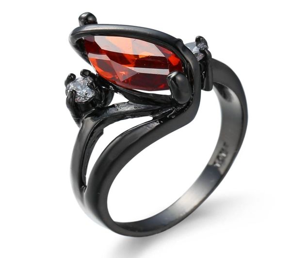 Créatif 14kt Black Gold Horse Eye Ruby Ring 18K Gold rempli émeraude émeraude Sapphire Bijoux Femmes de fiançailles de mariage Cocktail9007190