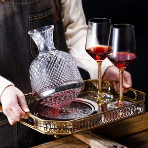 Créatif 1500 ml de verre en verre en cristal Decanteur de spin personnalisé Miroir haut de gamme Tobus de vin rouge sculpté Acadeur rotatif pour la maison