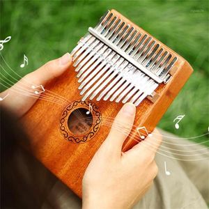 Creativo 17 teclas Kalimba Thumb Piano Cuerpo de caoba de madera de alta calidad Instrumento musical Martillo de afinación para principiantes Piano de dedo 1242W