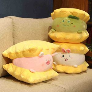 Creativo 1 unid 40 cm galletas de queso de arena con animales juguetes de peluche súper suave peluche comida almohada sofá almohada para niños regalo J220729