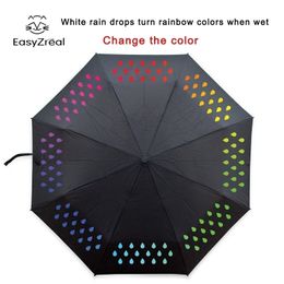 Creatief 1 stks kleur veranderende paraplu gradiënt regenboog nieuwigheid pocket paraplu regen vrouwen parasol dames omgekeerde paraplu's y200324